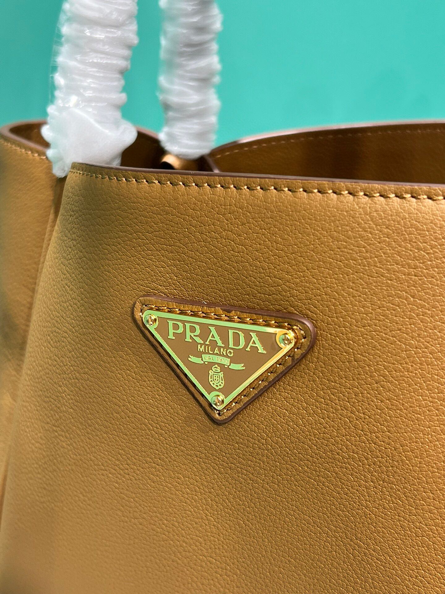 Prada Mini Leather Tote Bag Caramel 1BG539